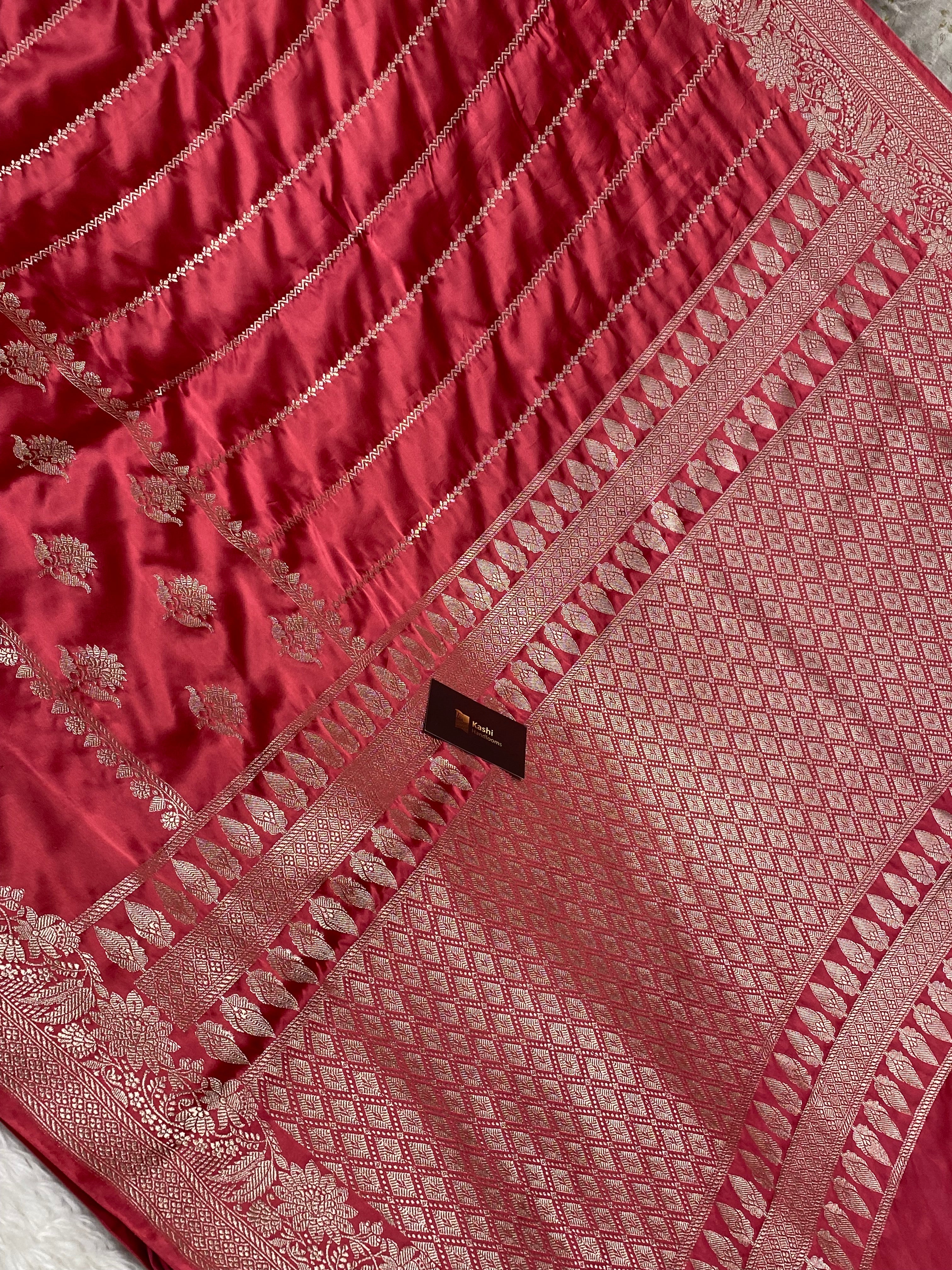 Light peach mashru silk banarasi saree