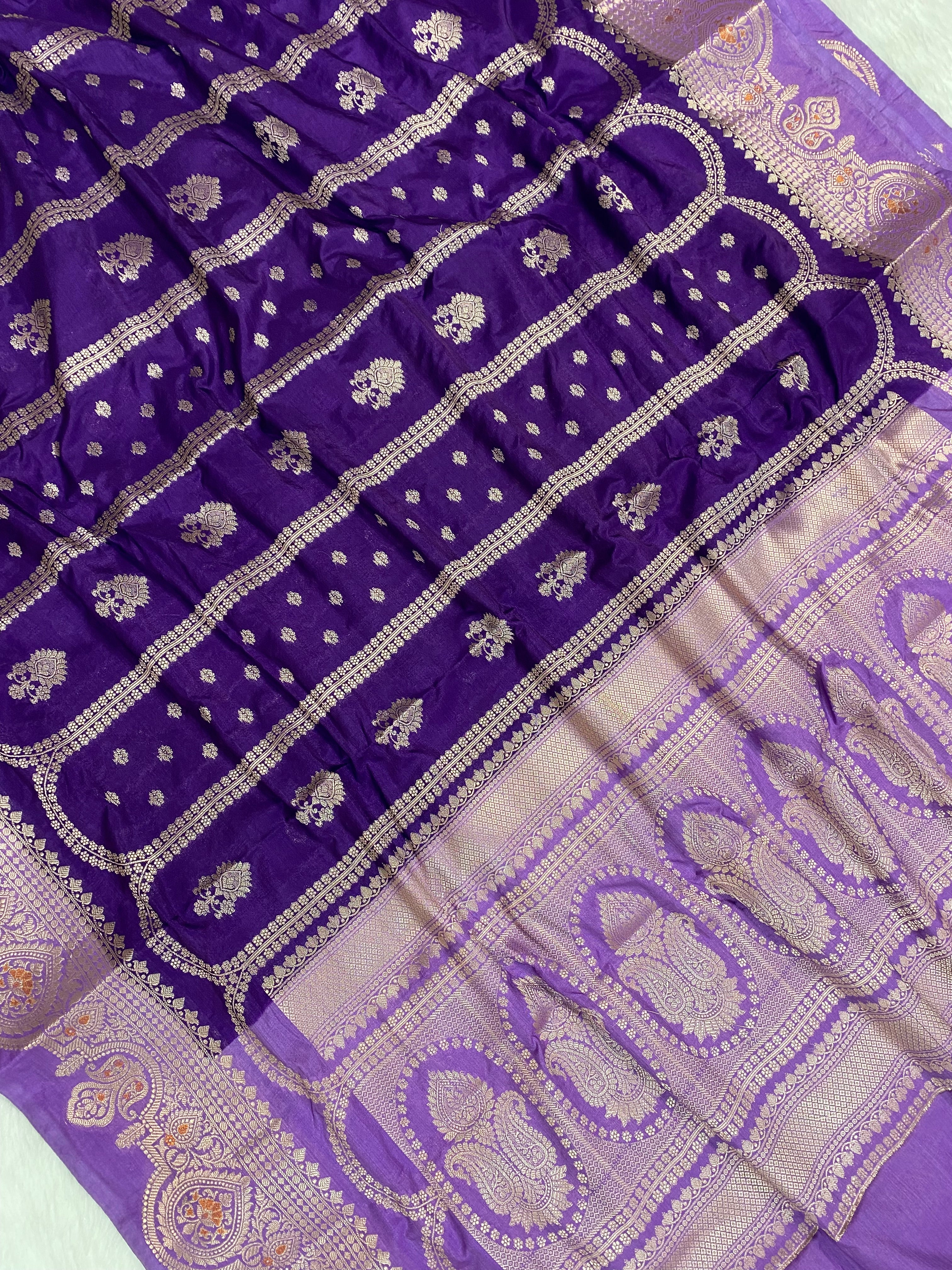 Purple Monga Silk Banarasi Saree