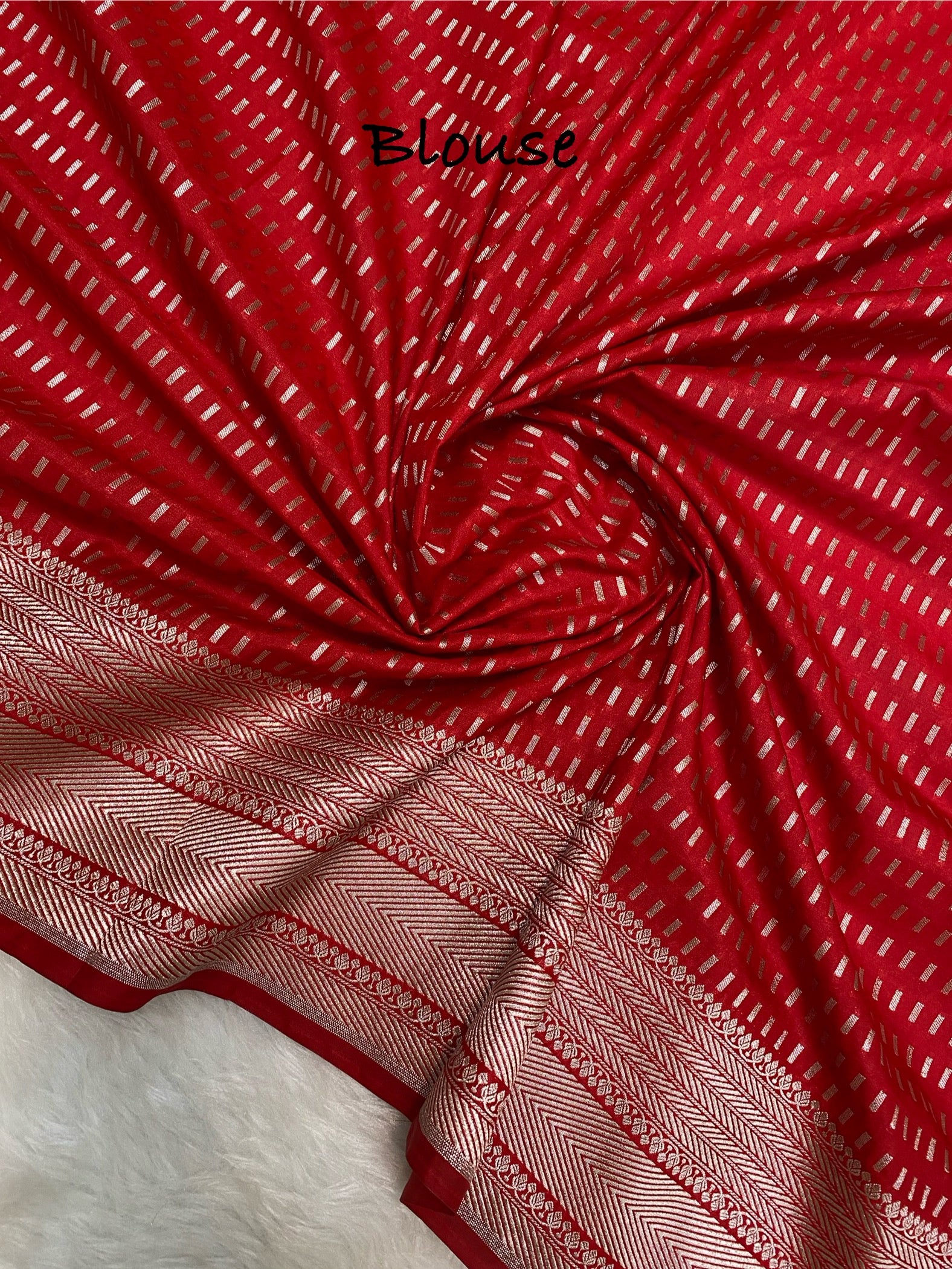 Red semi kataan silk Banarasi saree