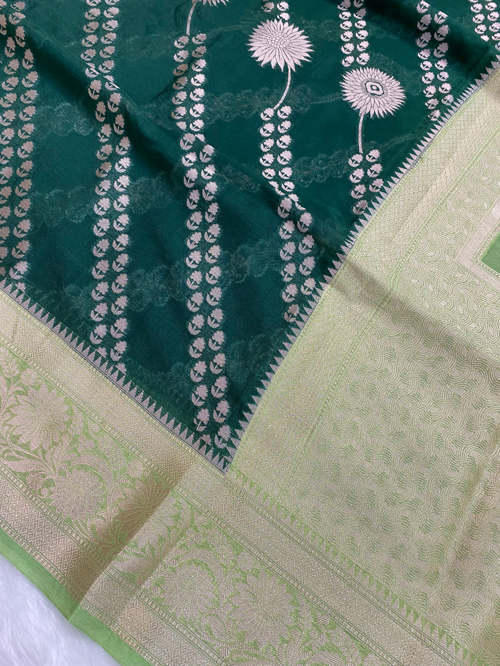 Green Katan Silk Banarasi Saree