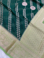 Green crepe Silk Banarasi Saree