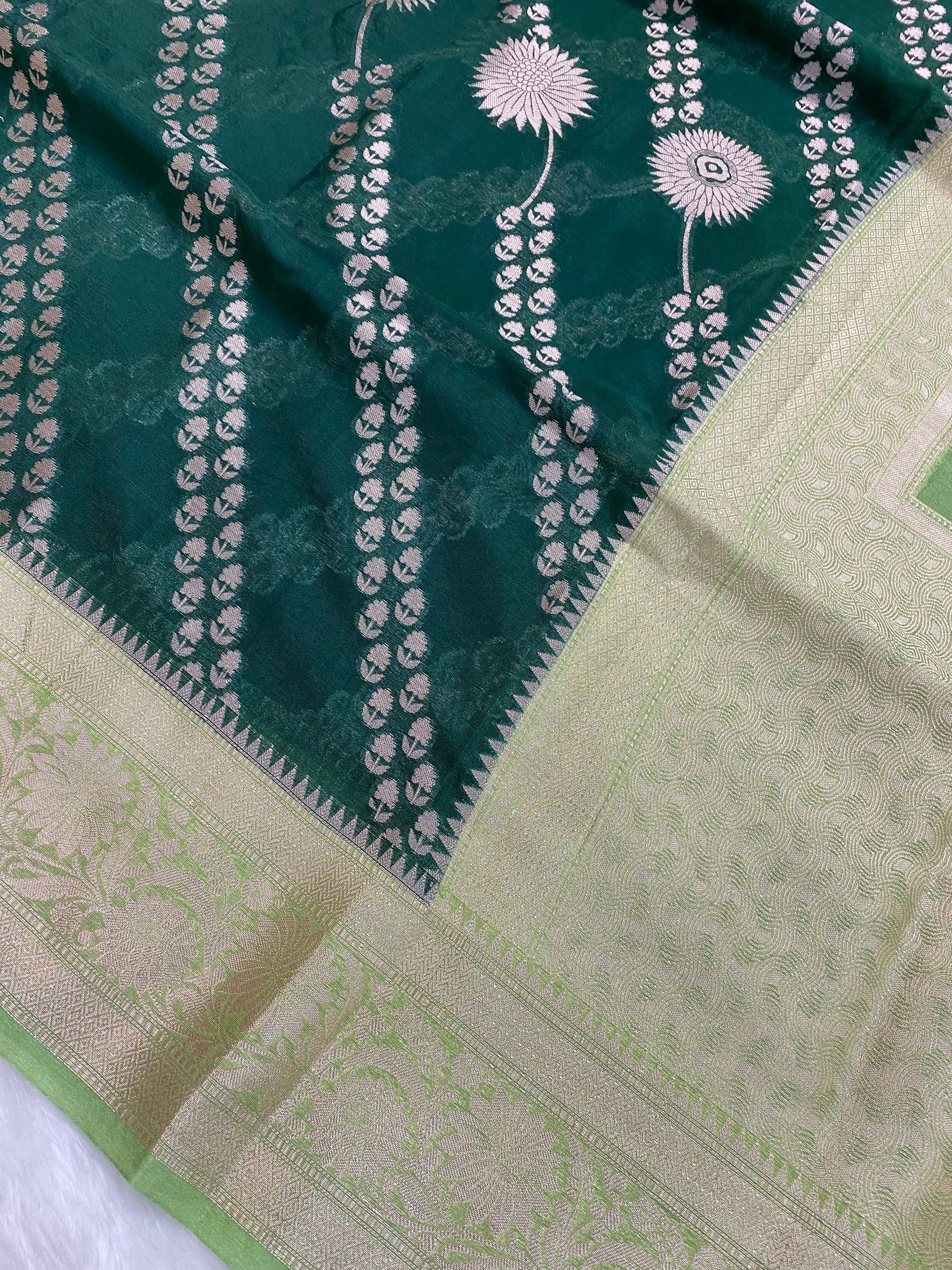 Green Katan Silk Banarasi Saree