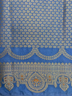 German Blue monga Silk Banarasi Saree