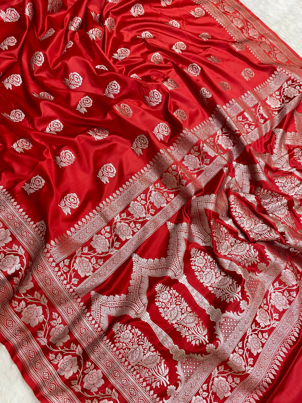 Red Mashru Silk Banarasi Saree
