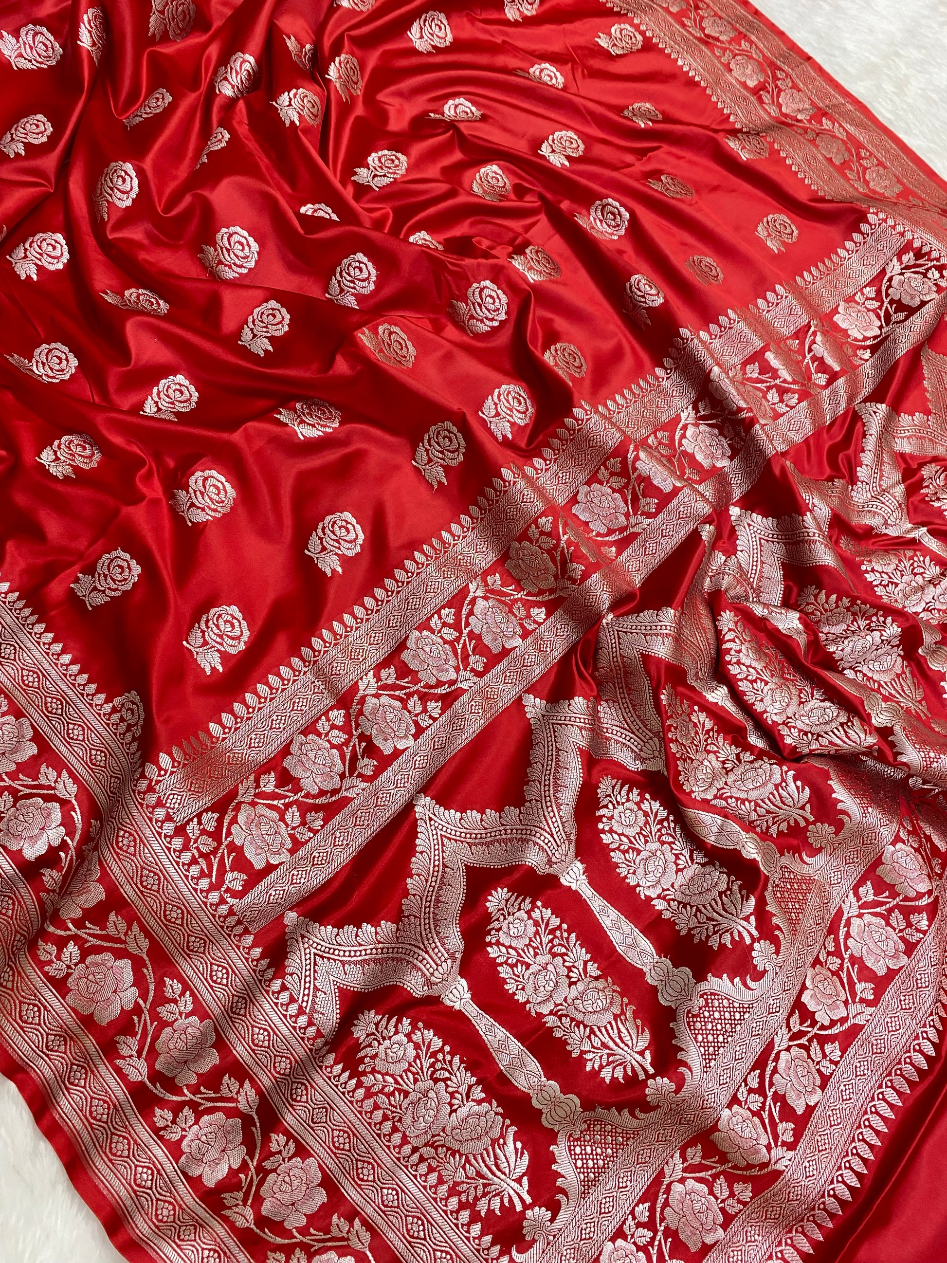 Red Mashru Silk Banarasi Saree