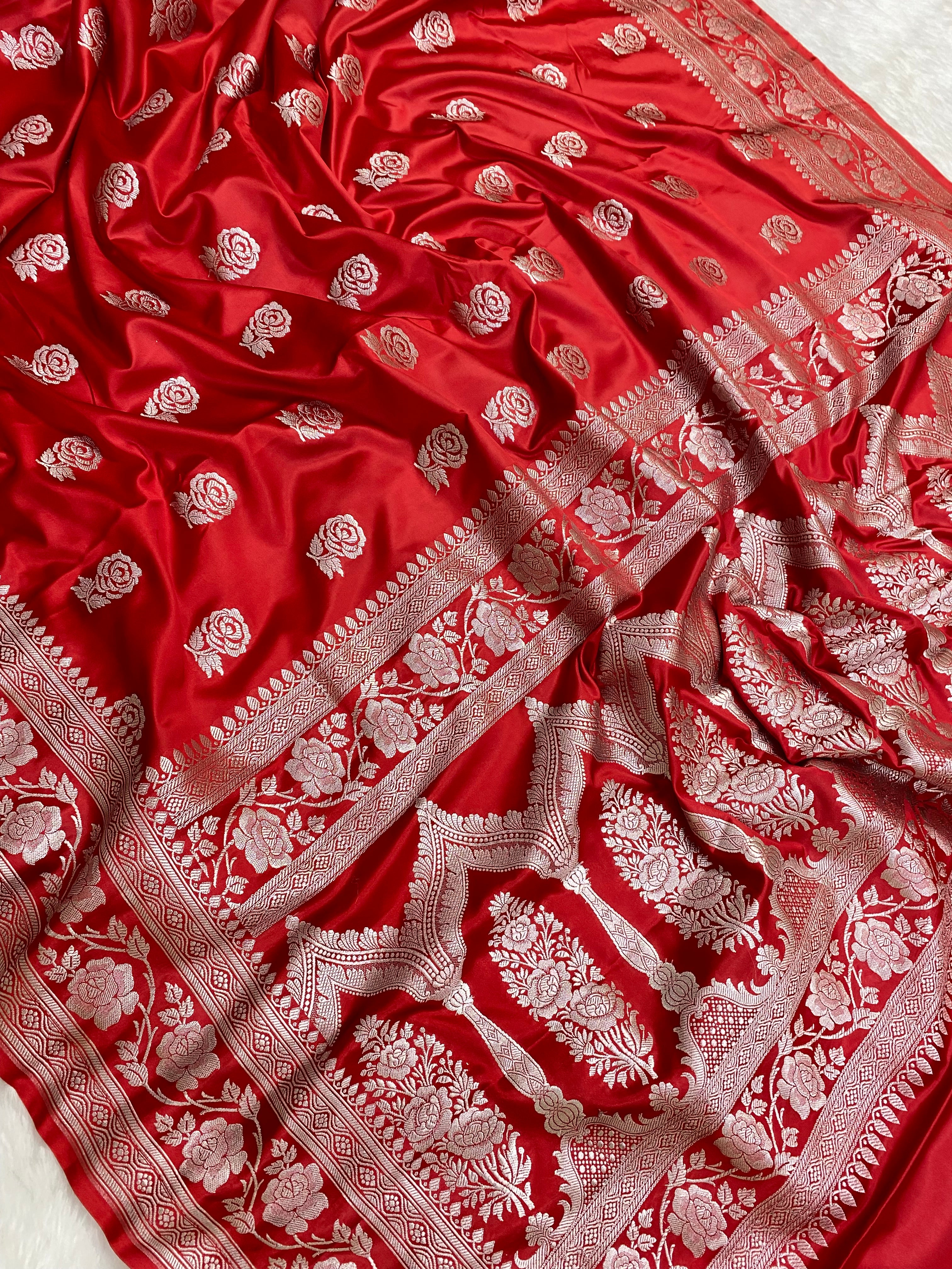 Red Mashru Silk Banarasi Saree