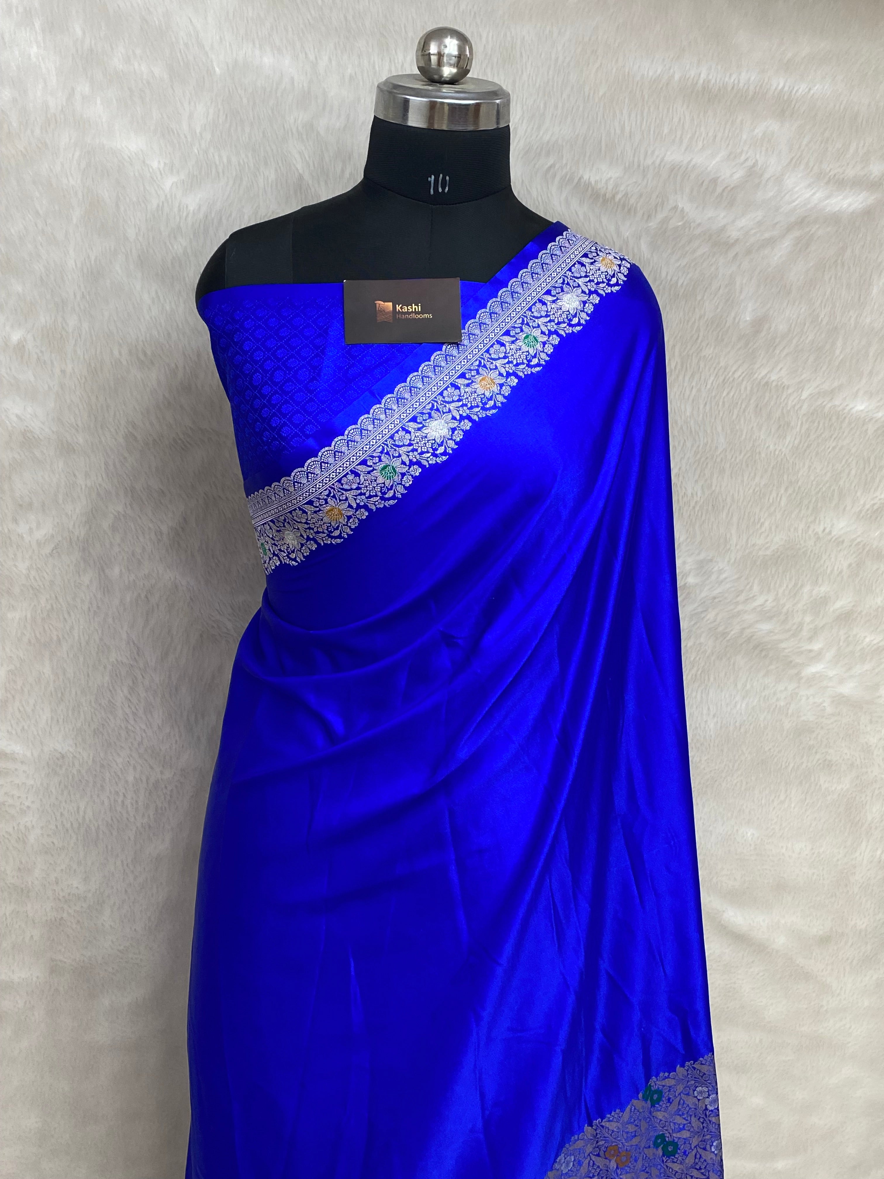 Royal Blue Mashru Silk Banarasi Saree