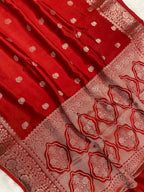 Red mul cotton Banarasi Saree