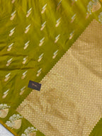 Lime  colour mashru silk banarasi saree