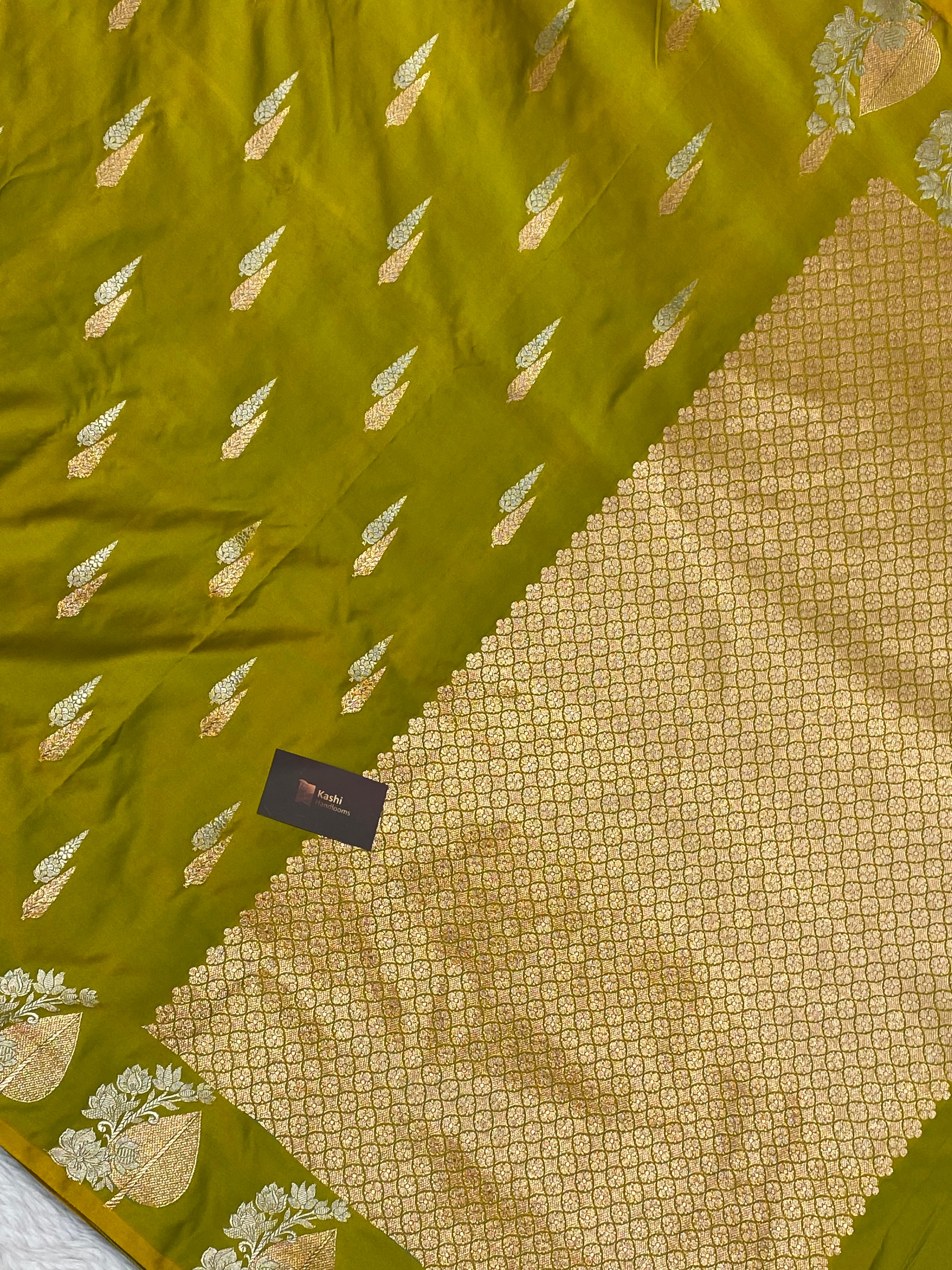 Lime  colour mashru silk banarasi saree