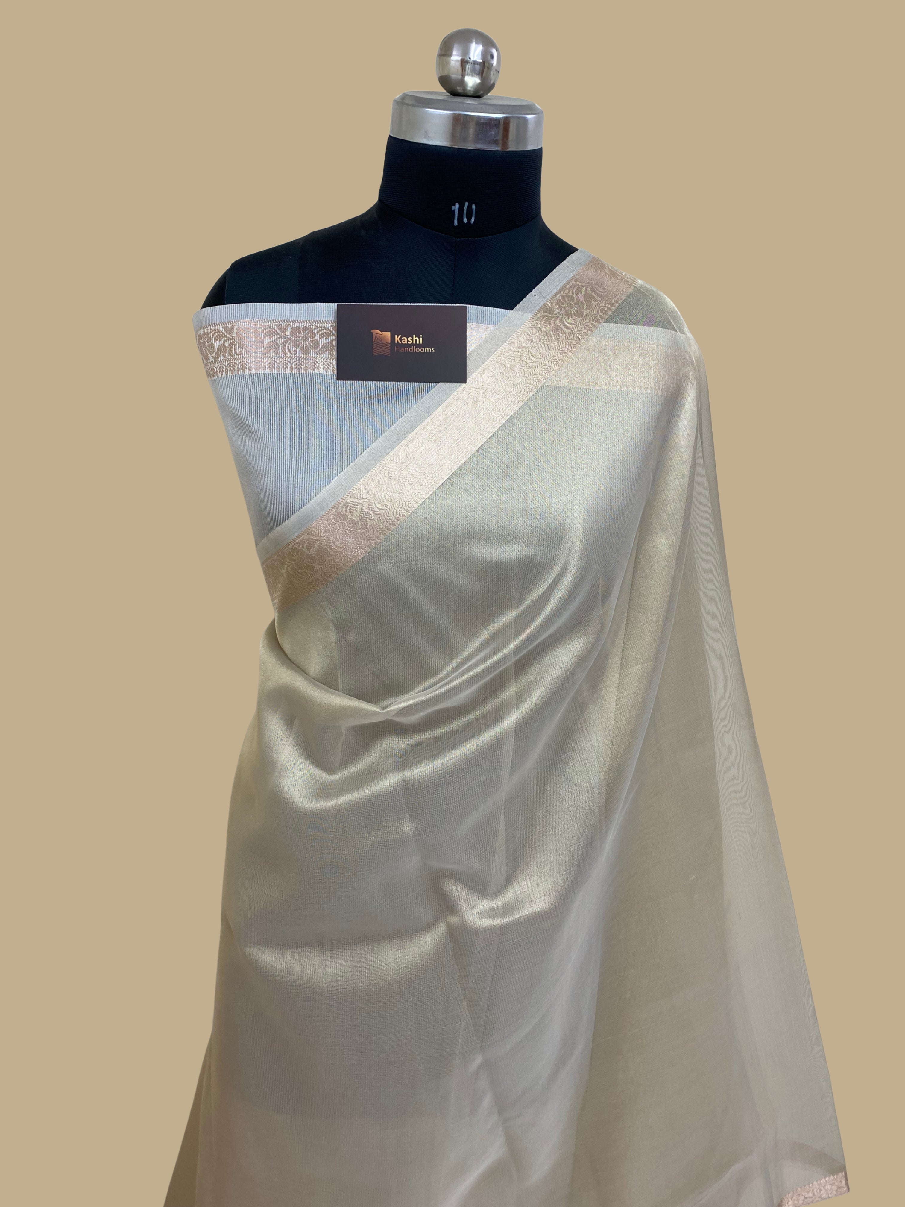 Ivory tissue silk banarasi saree
