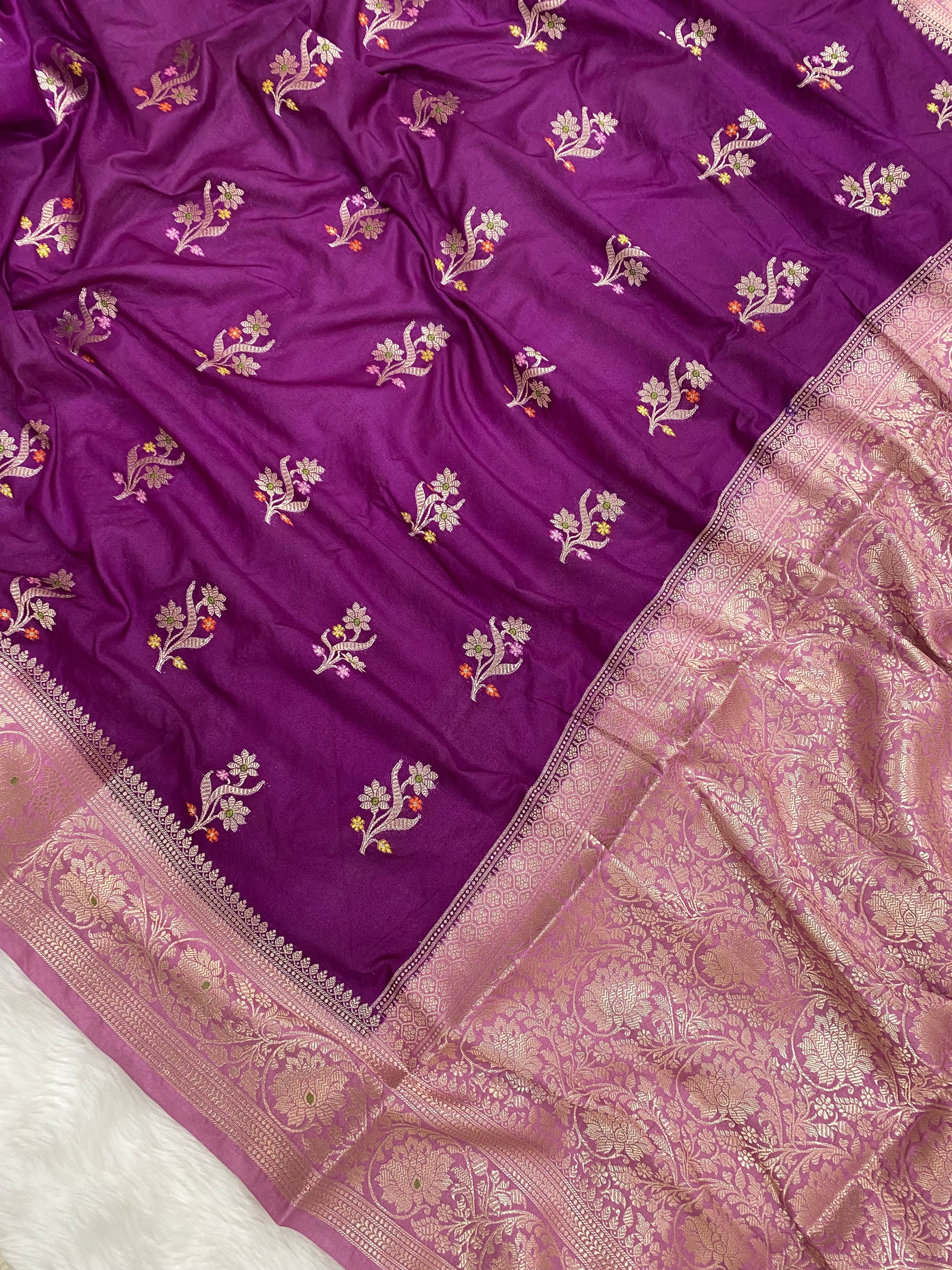 Magenta Katan Silk Banarasi Saree
