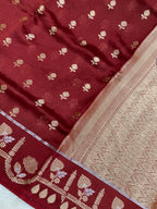 100% pure viscose maroon Banarasi saree