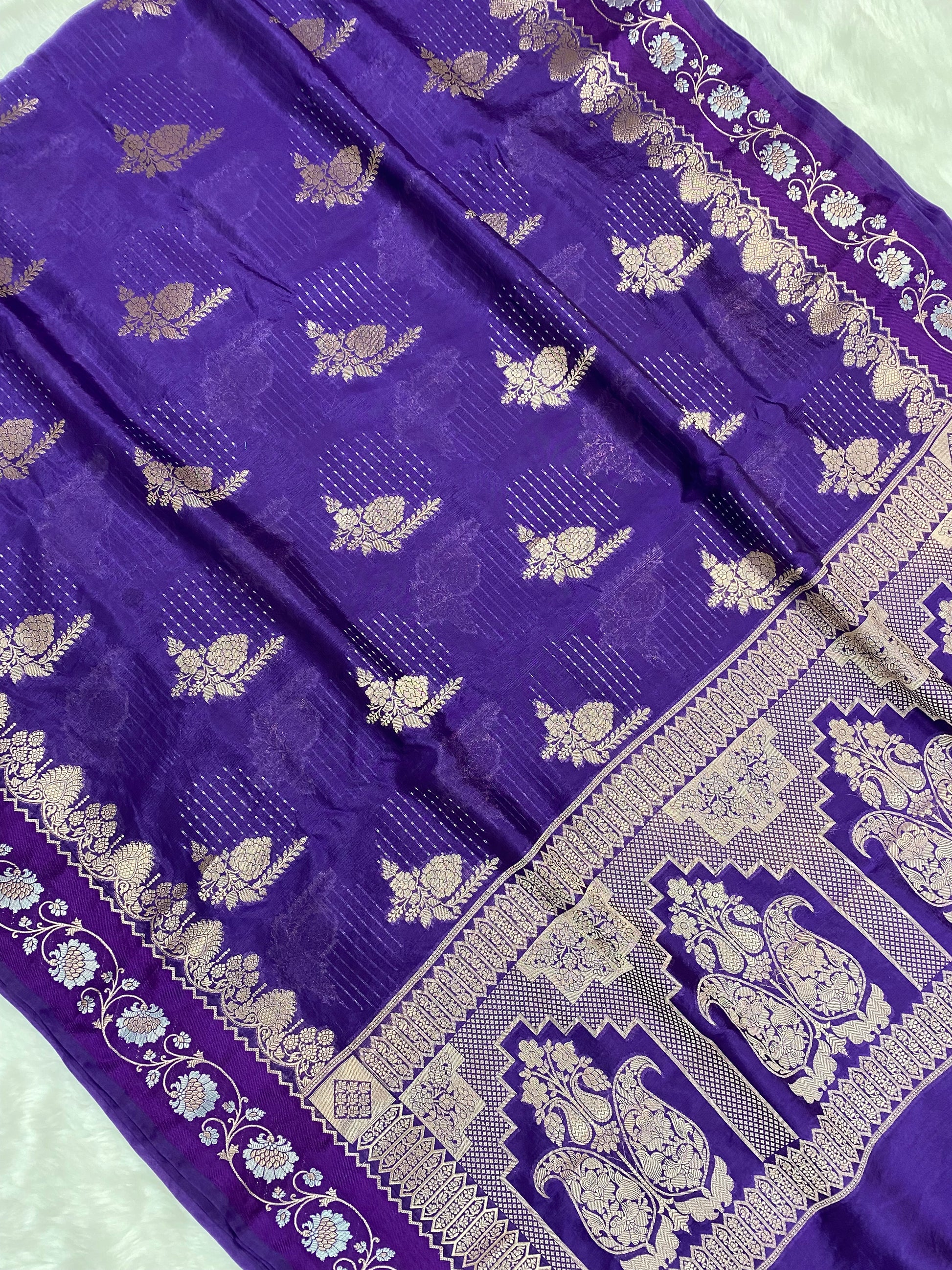 Purple Viscose Banarasi Saree