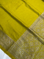 Olive Green Georgette Saree with Antique Zari Border