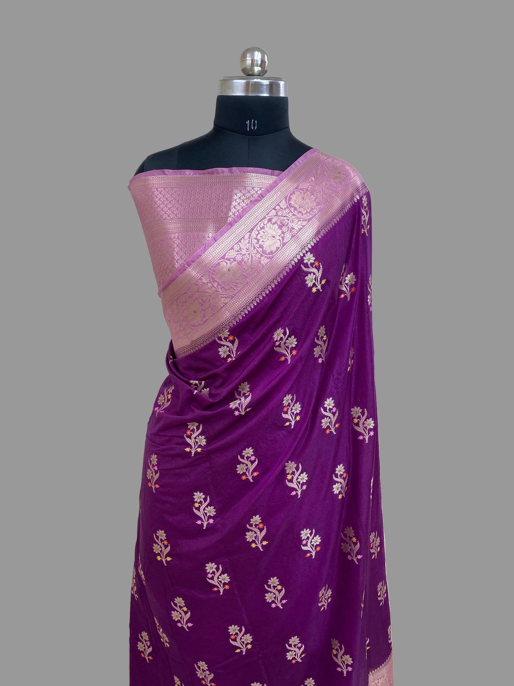 Magenta Katan Silk Banarasi Saree