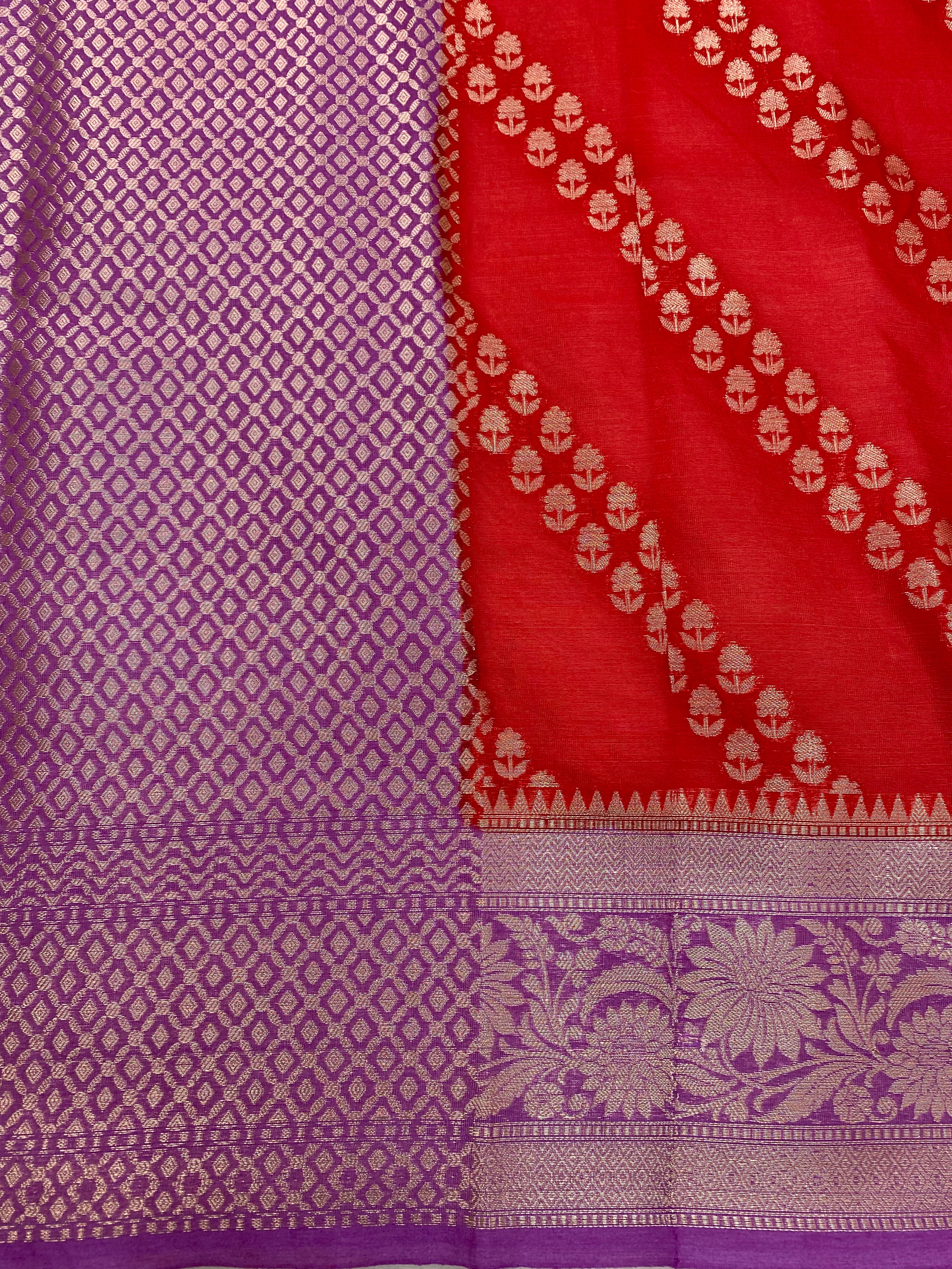 Red crepe Silk Banarasi Saree
