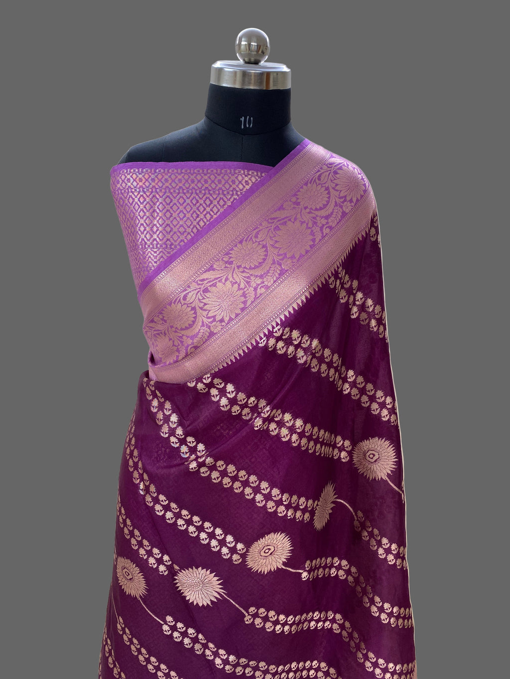 Magenta Crepe Silk Banarasi Saree
