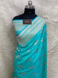 Sea green semi kataan Silk Banarasi Saree