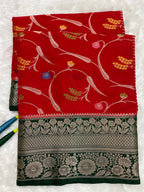 Red monga Silk minakari Banarasi Saree