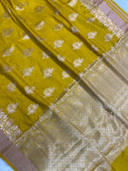Gold Malmal Cotton Banarasi Saree