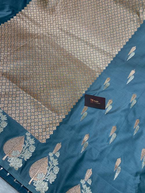 Grey mashru silk banarasi saree