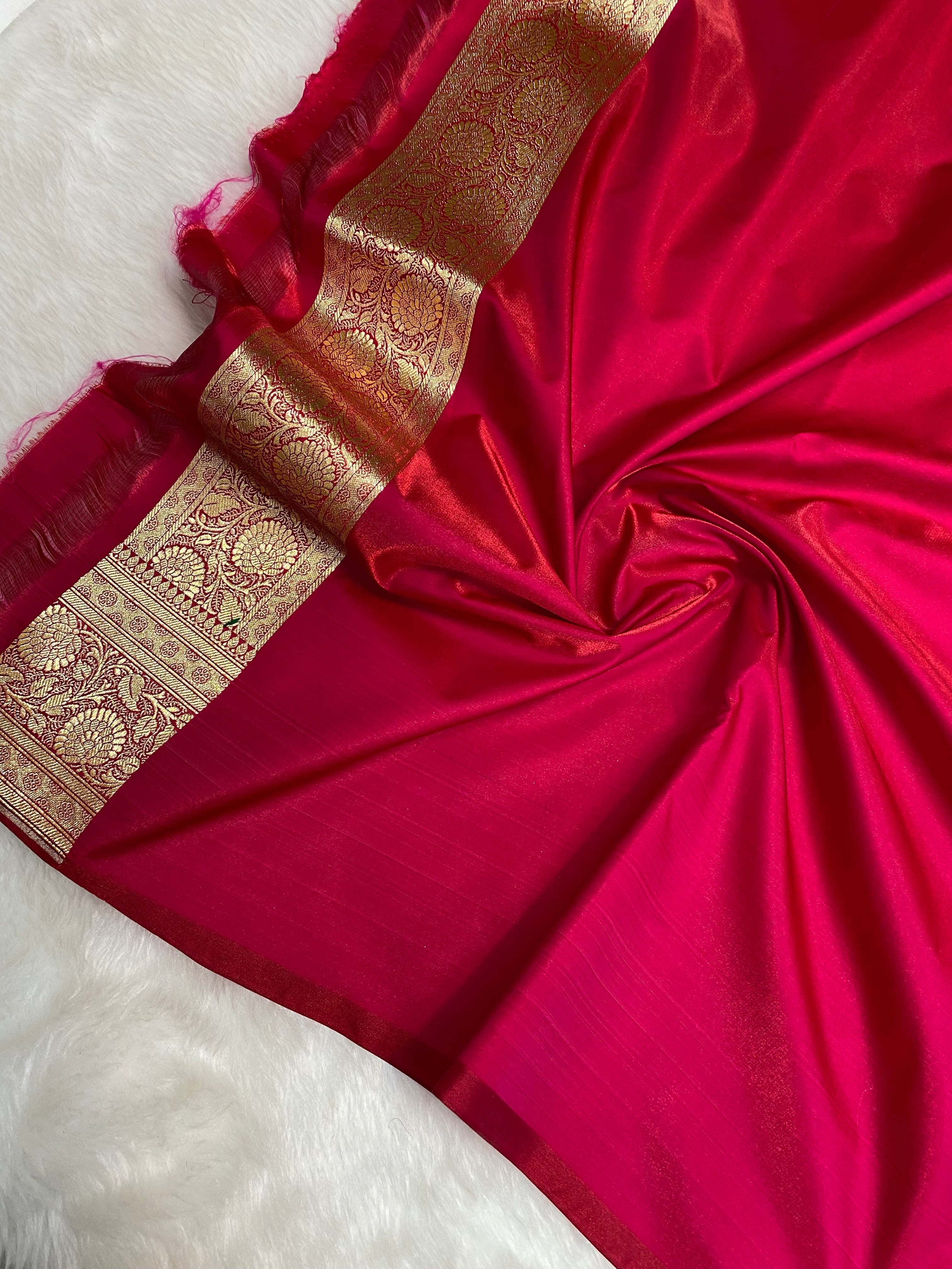 Rani Pink Mashru Silk Banarasi saree