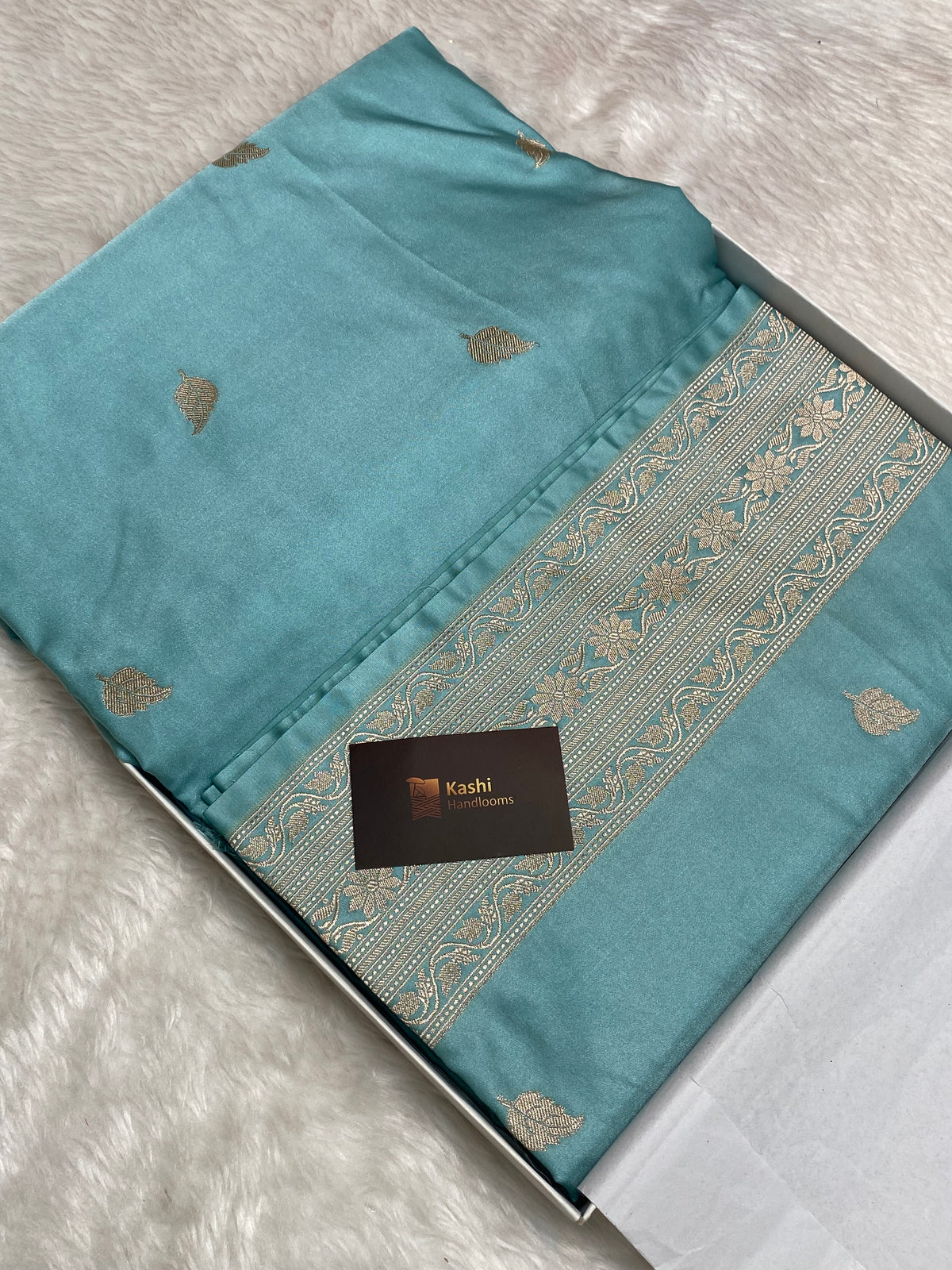 Firozi Mashru Silk Banarasi Saree
