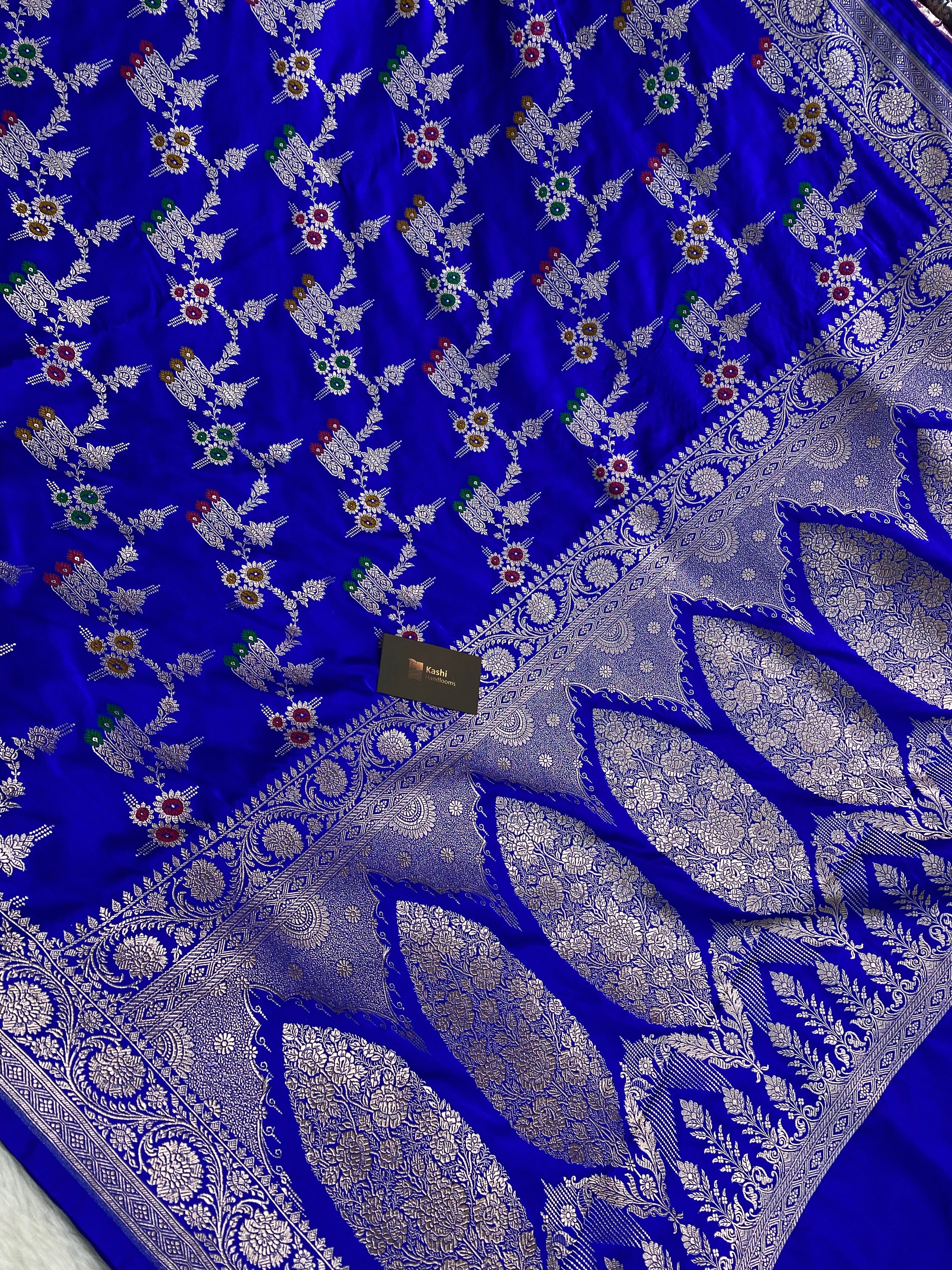 Royal Blue Mashru Silk Banarasi Sare