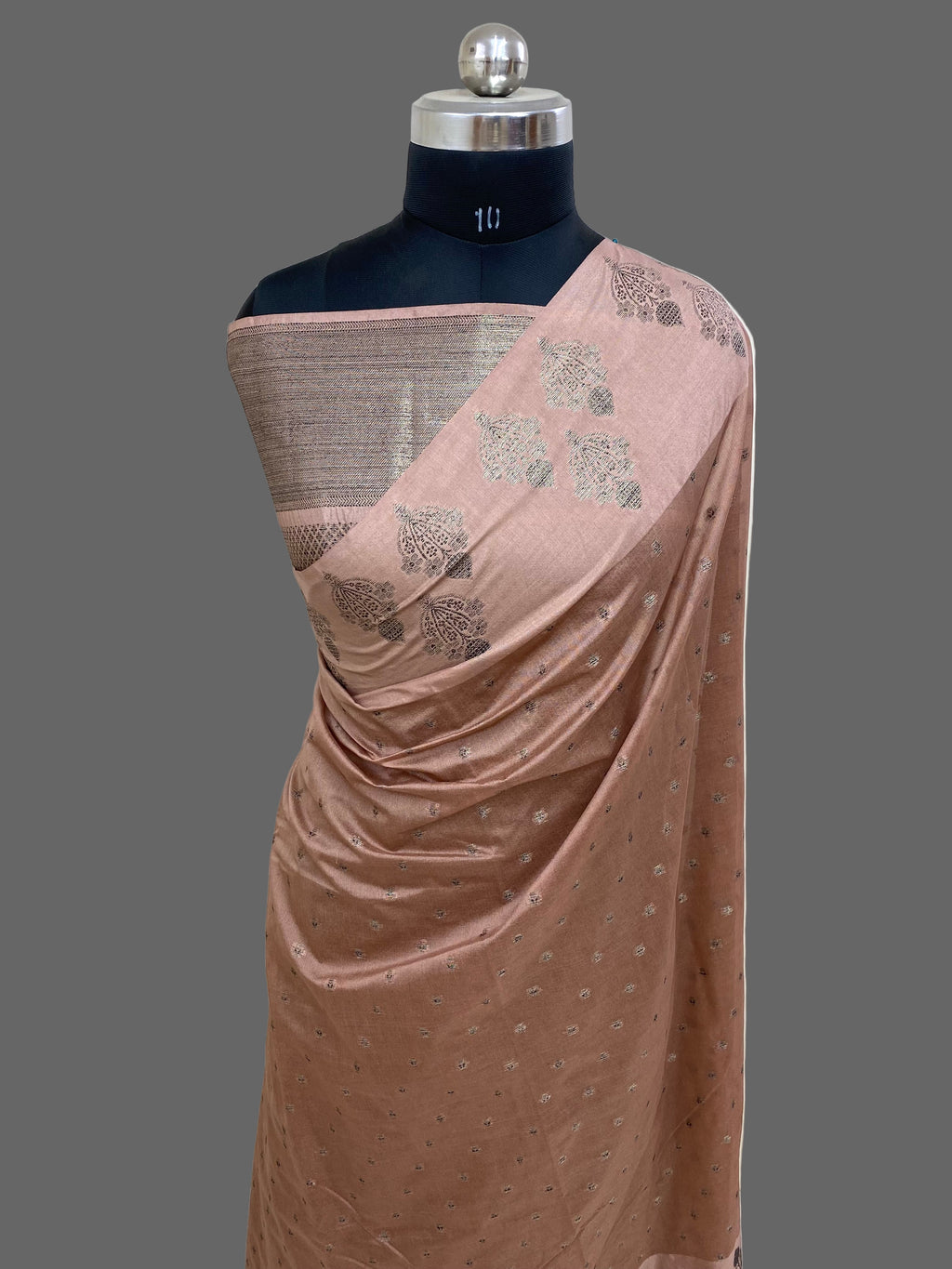 Peach Semi Georgette Cotton Banarasi Saree
