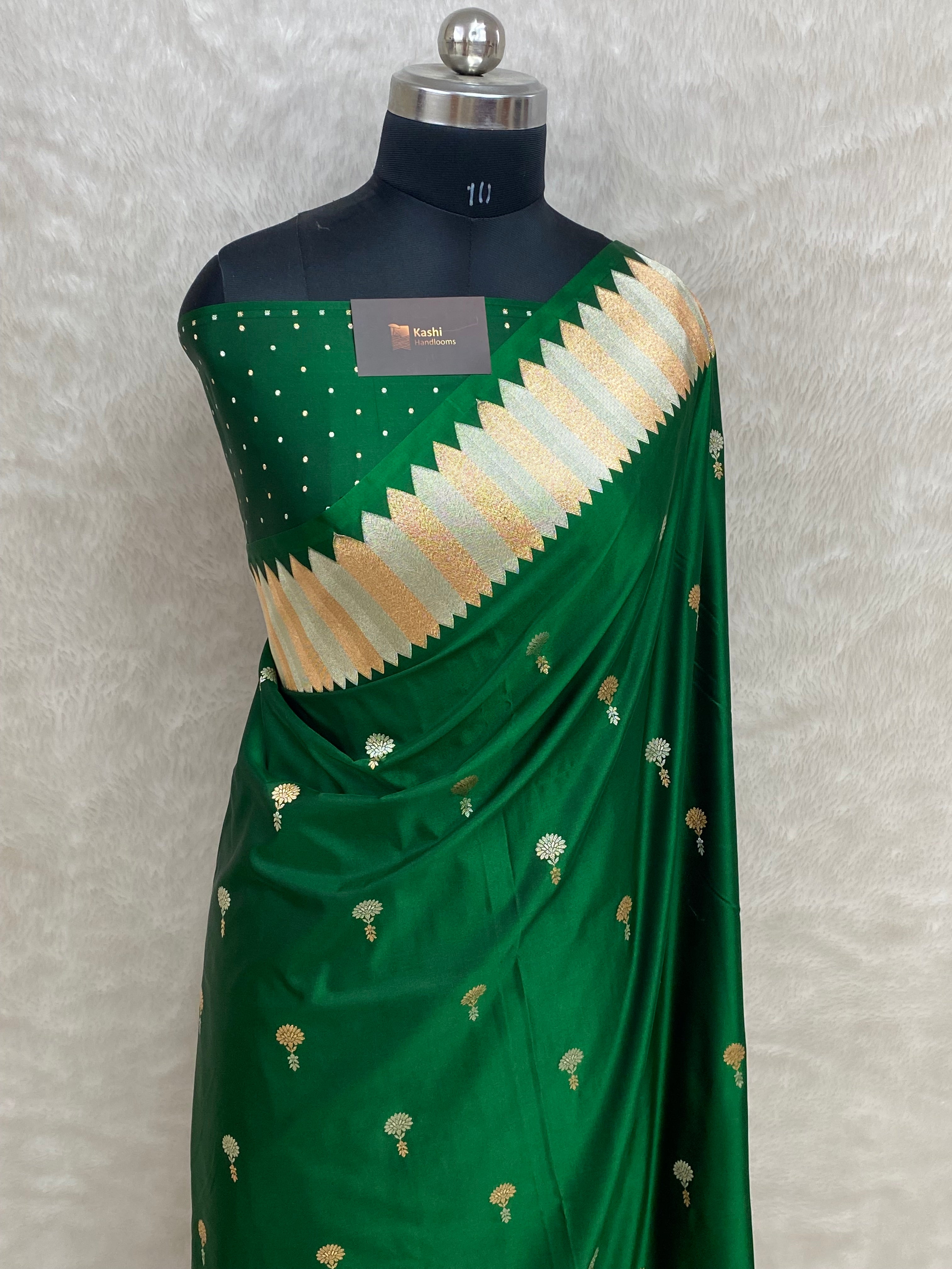 Green mashru silk banarasi saree
