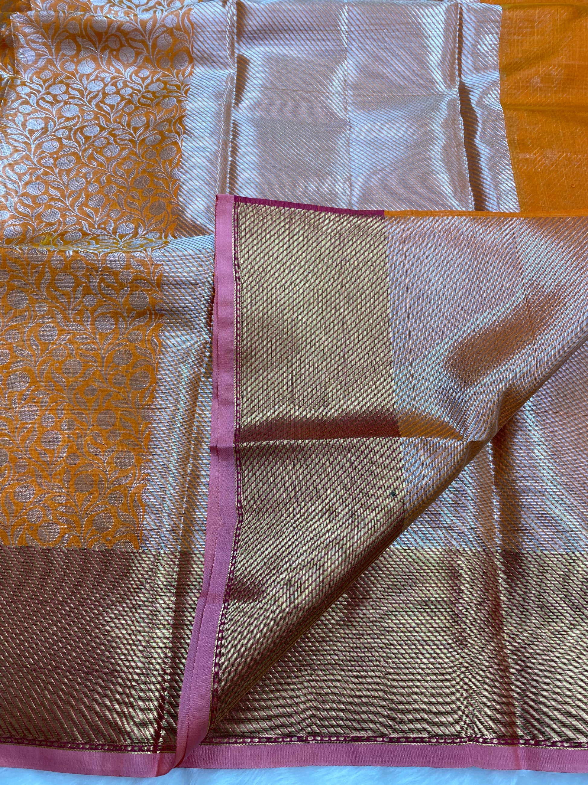 Peach Tissue Silk Banarasi Saree