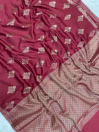 Wine mul cotton Banarasi Saree