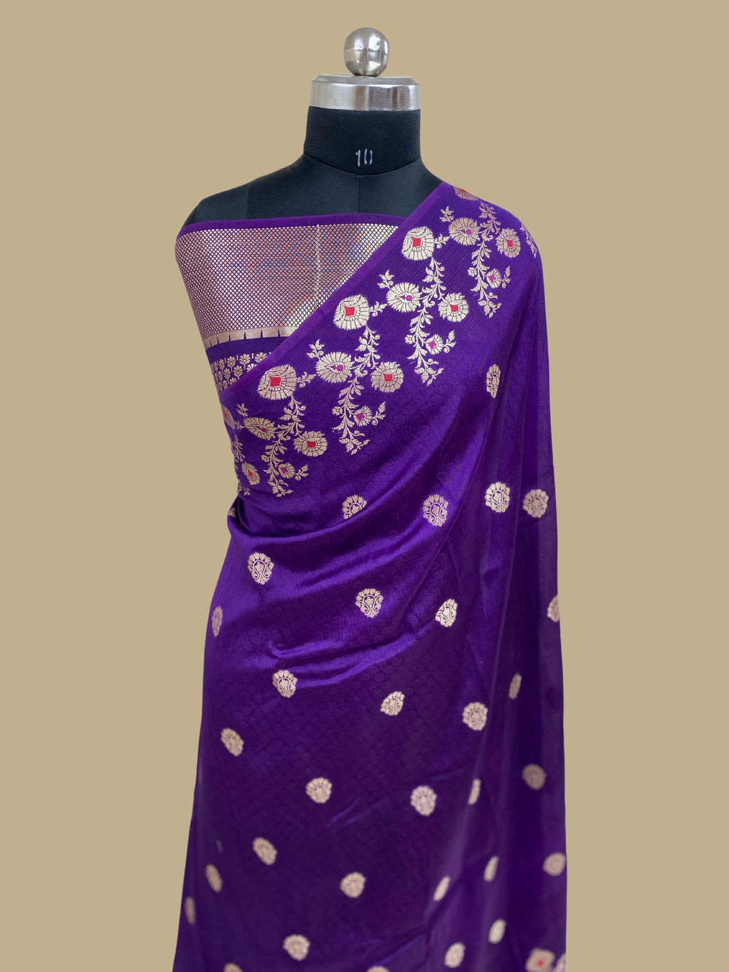 Purple semi Raw mango silk banarasi saree