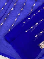 100% Pure Organza Royal Blue Color Handloom kaduwa Banarasi Saree