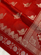 Red mul cotton silk minakari Banarasi Saree