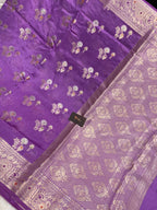 Purple  colour 100% pure cotton Banarasi saree