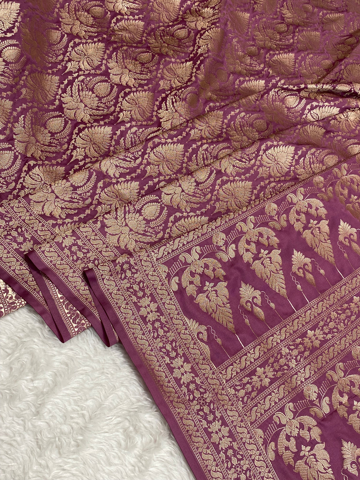 Onion pink kinkhab Mashru Silk Banarasi Saree