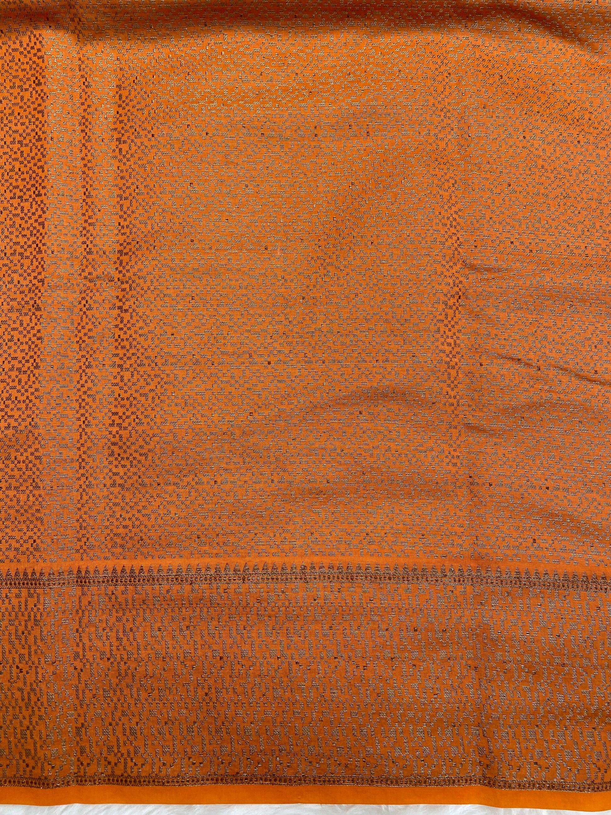 Red Orange viscose Silk Banarasi Saree