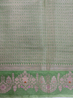 Green monga Silk minakari Banarasi Saree