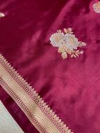 Wine mashru silk banarasi saree
