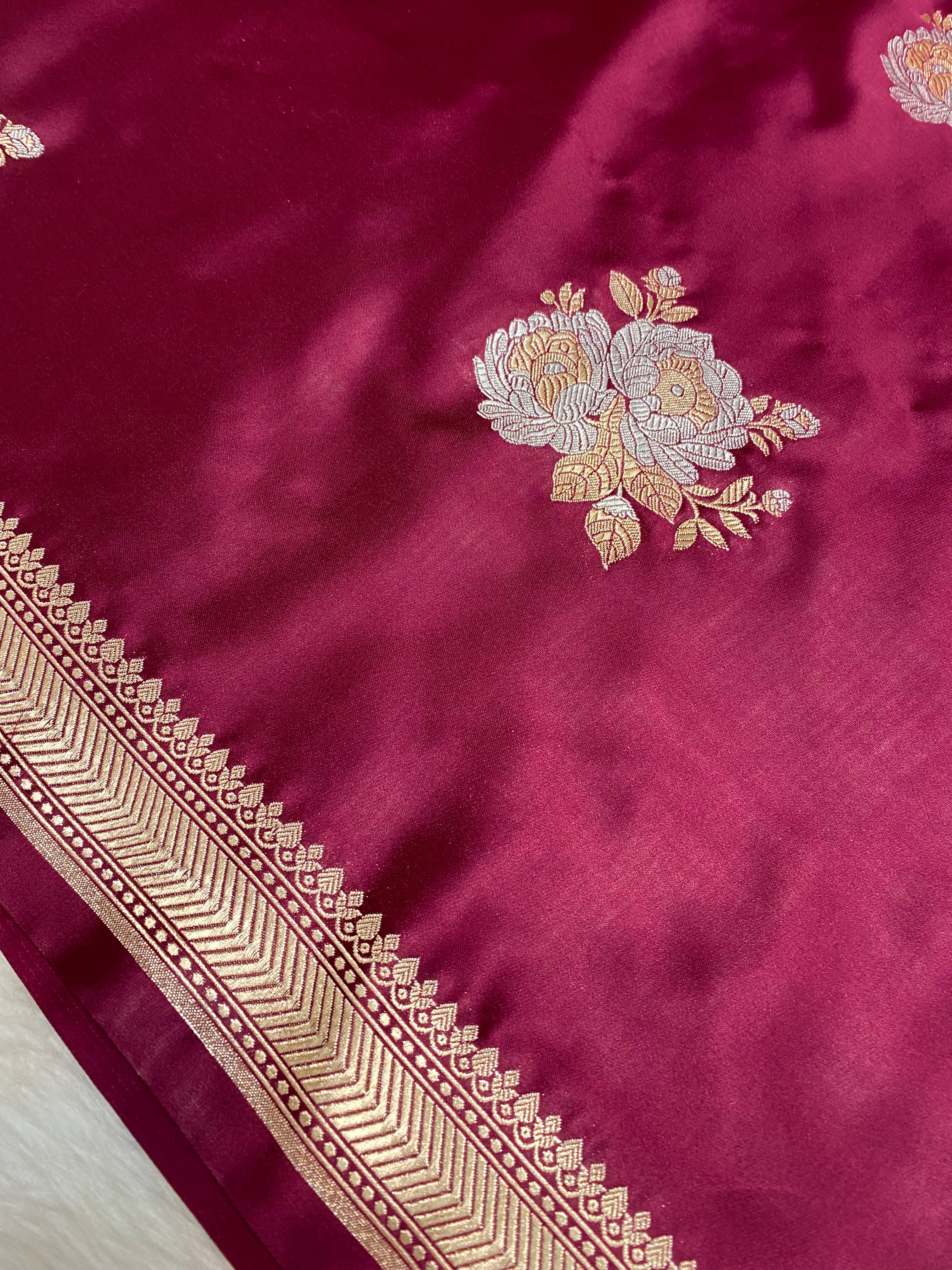 Wine mashru silk banarasi saree