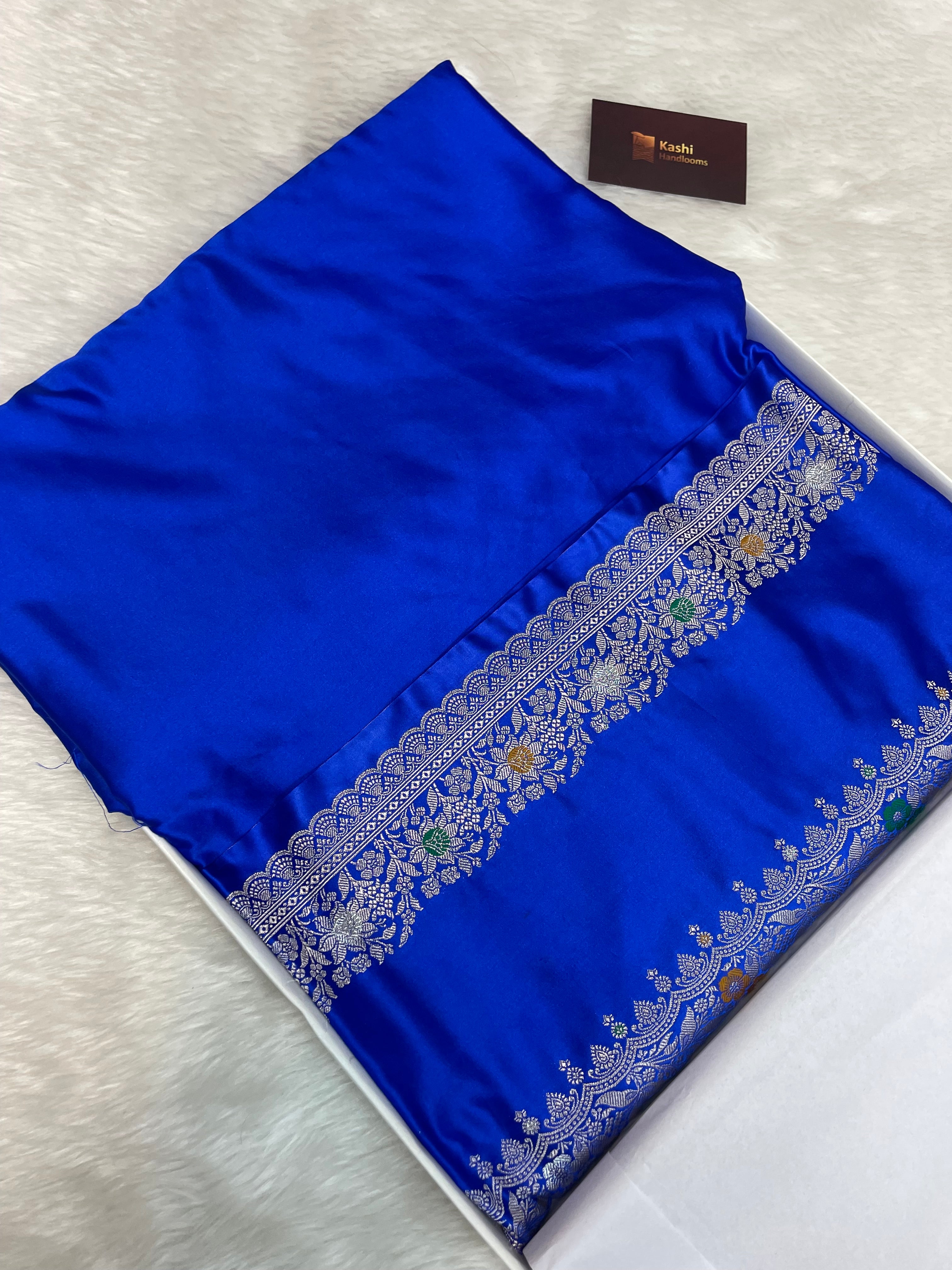 Royal Blue Mashru Silk Banarasi Saree