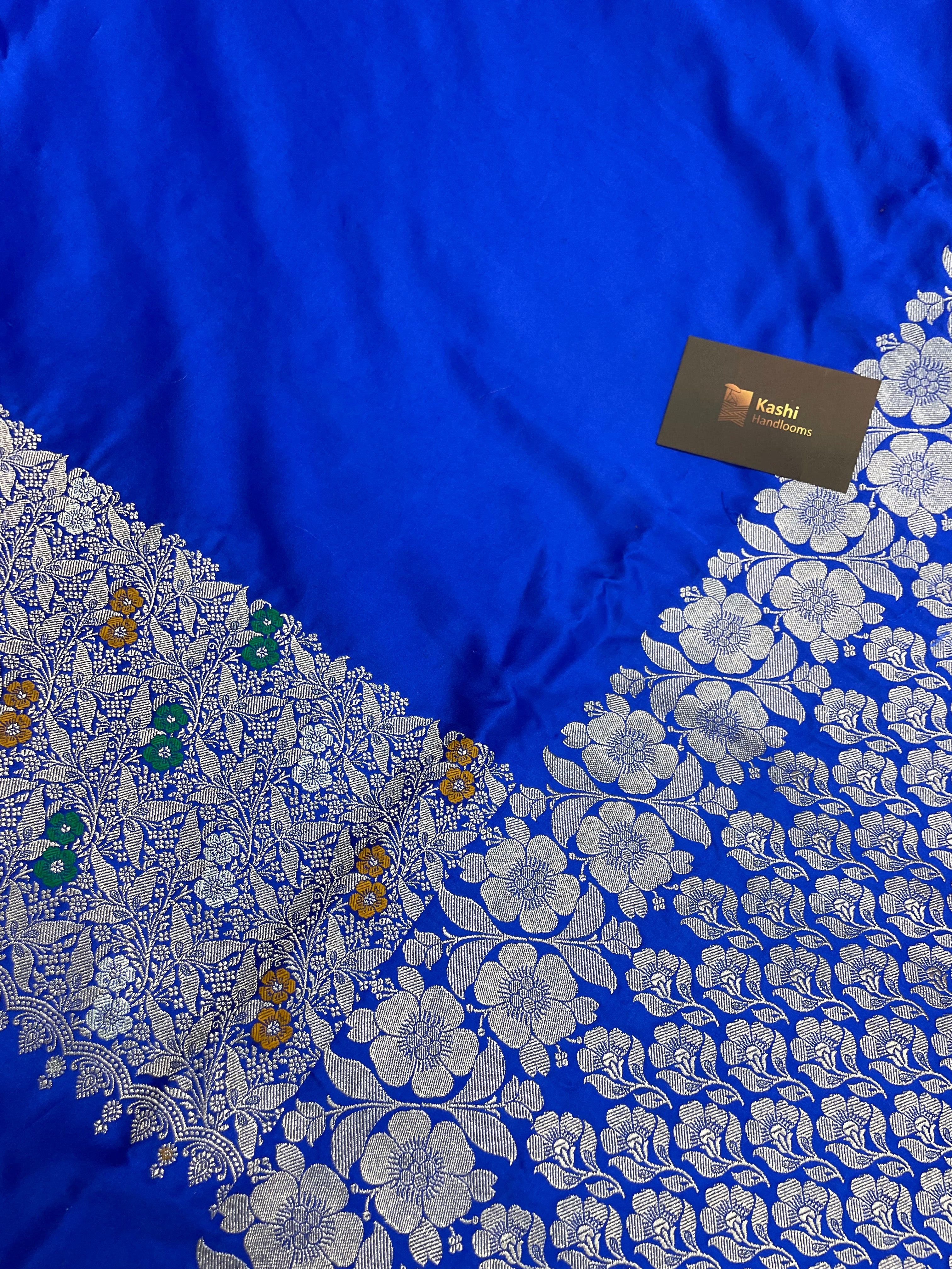 Royal Blue Mashru Silk Banarasi Saree