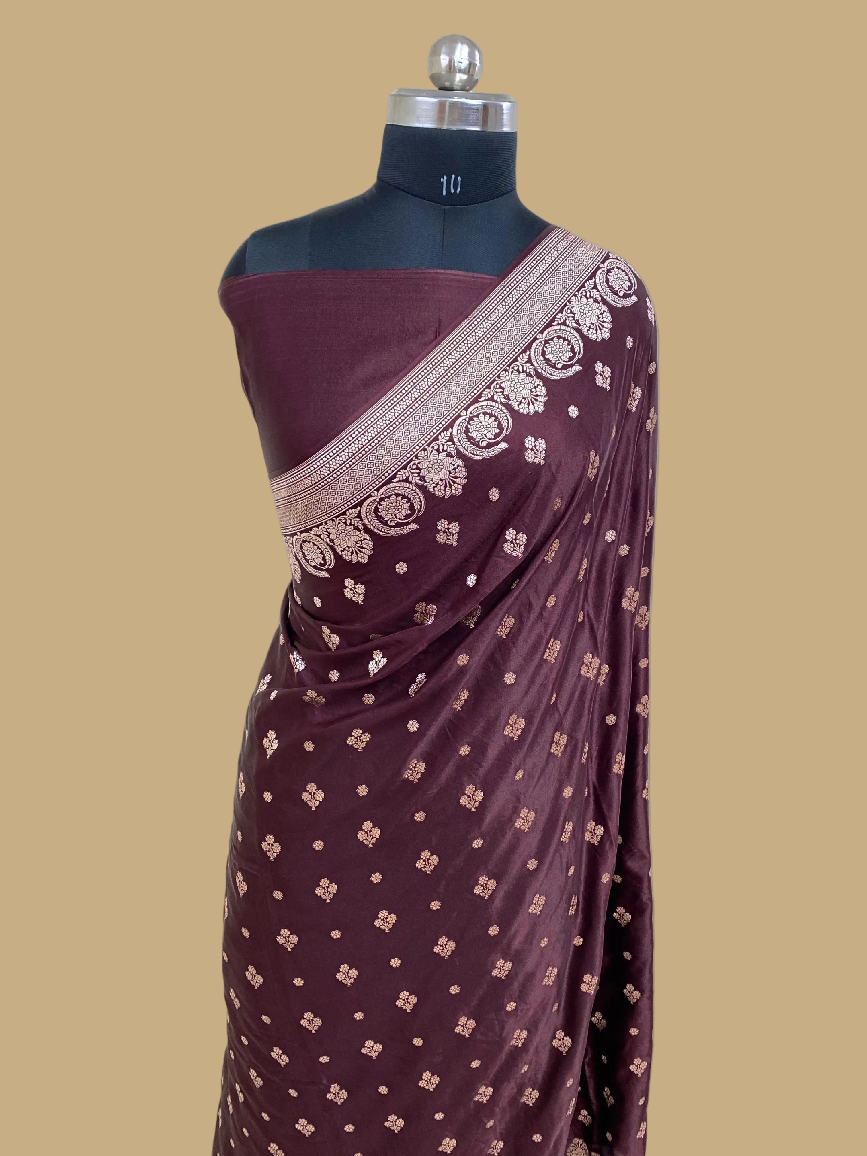 Wine Mashru Silk Banarasi Saree