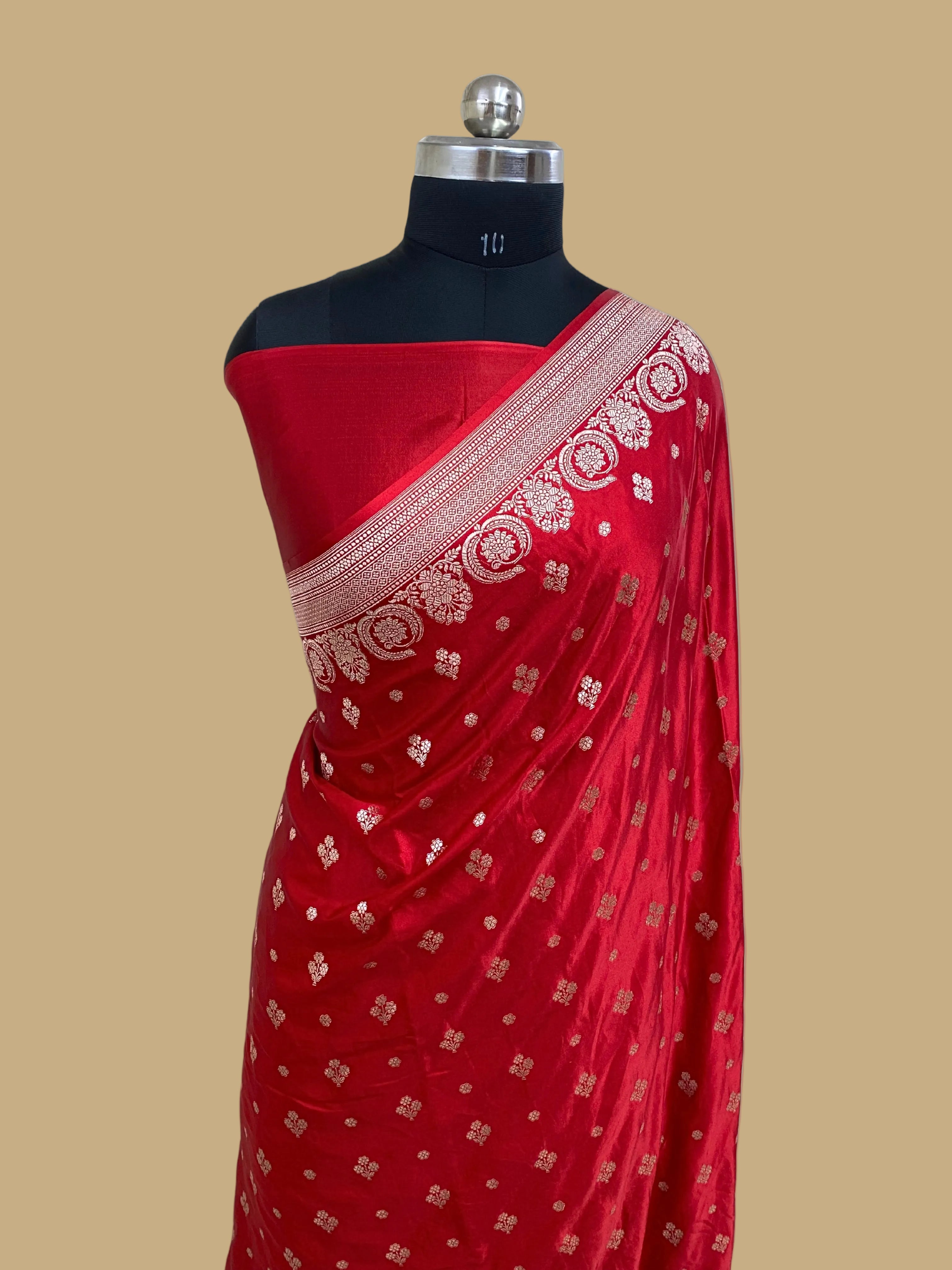 Red Mashru Silk Banarasi Saree