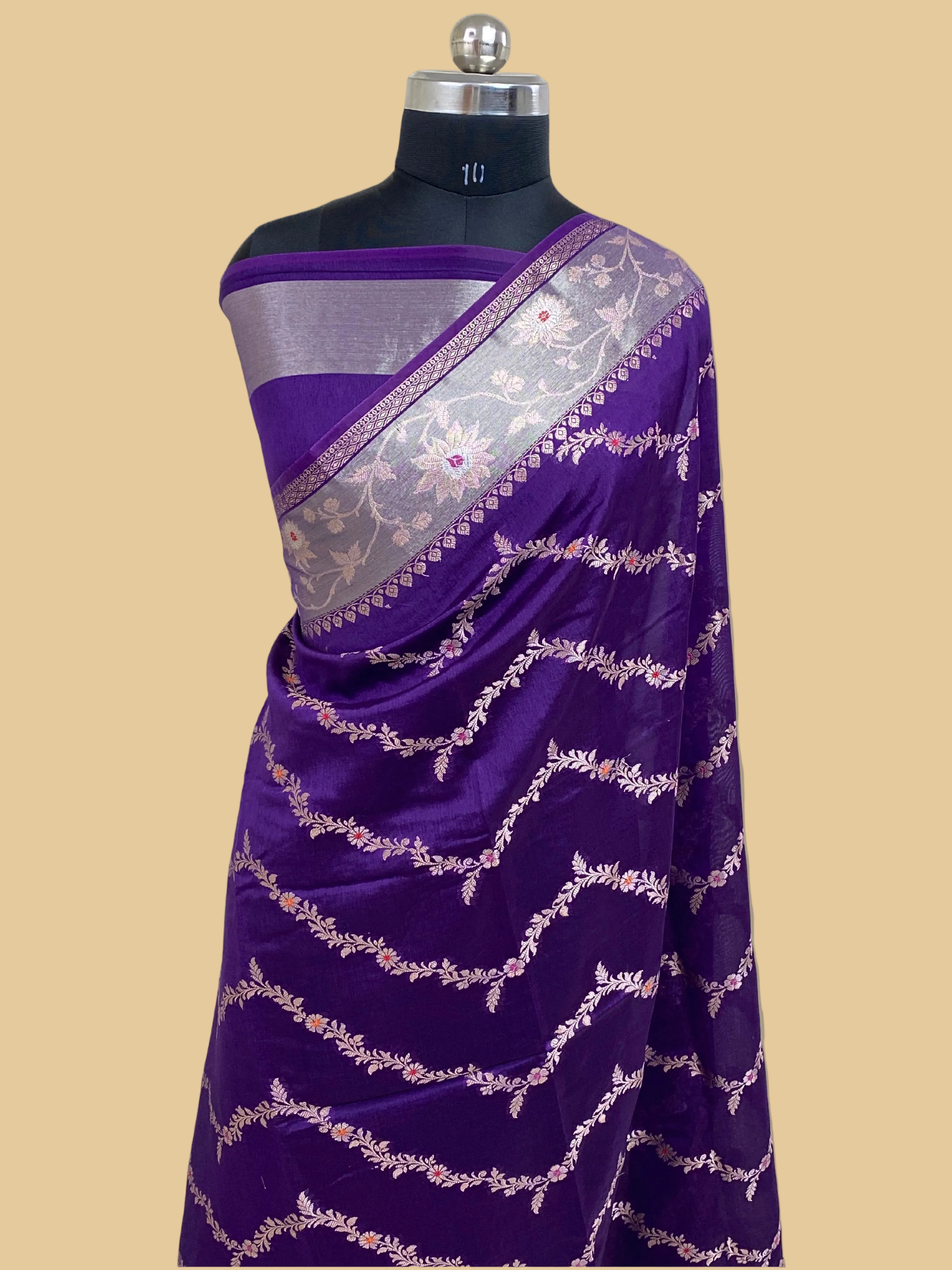 Purple Raw Mango Banarasi Saree