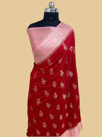 Red monga Silk Banarasi Saree
