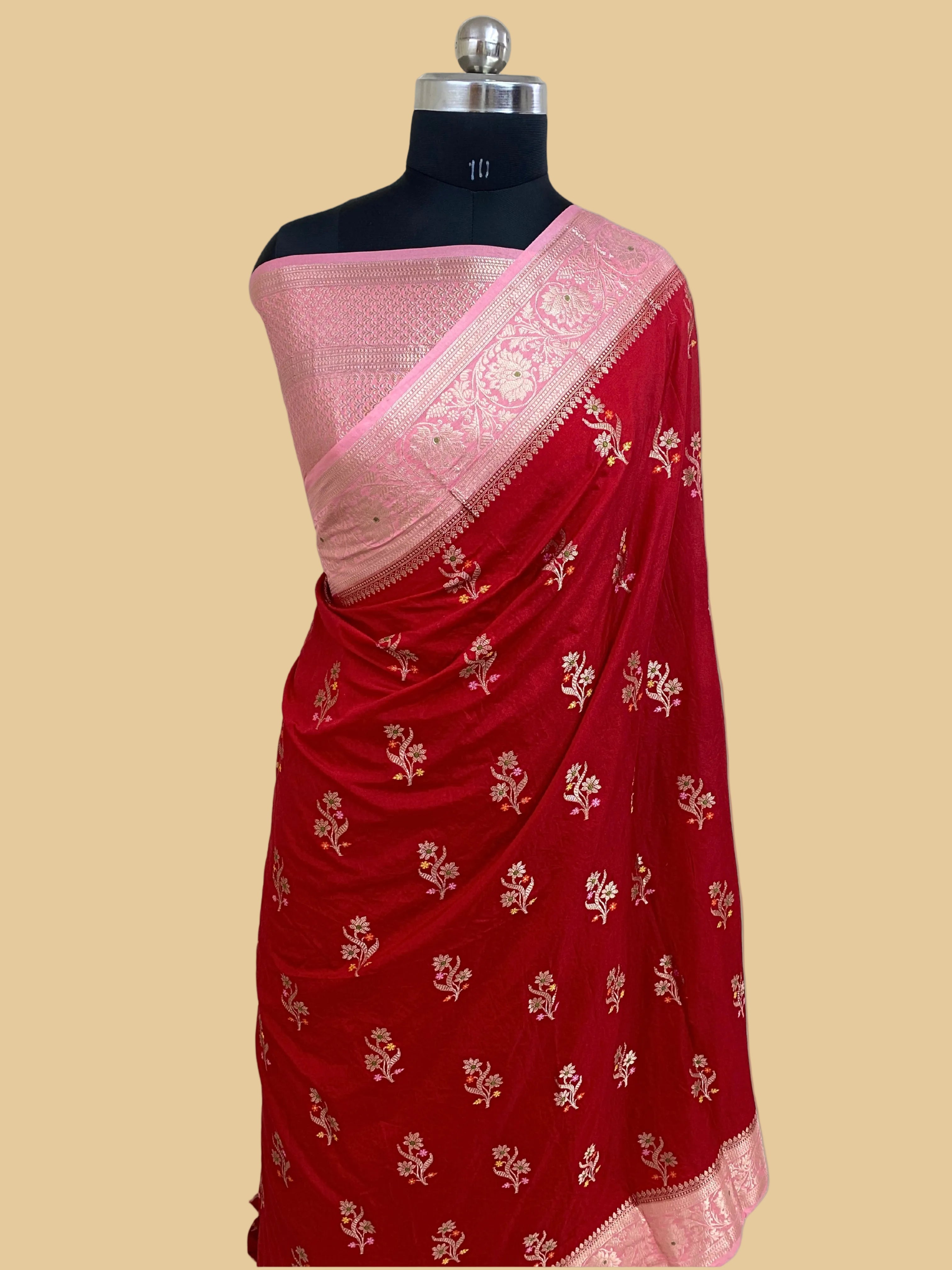 Red monga Silk Banarasi Saree