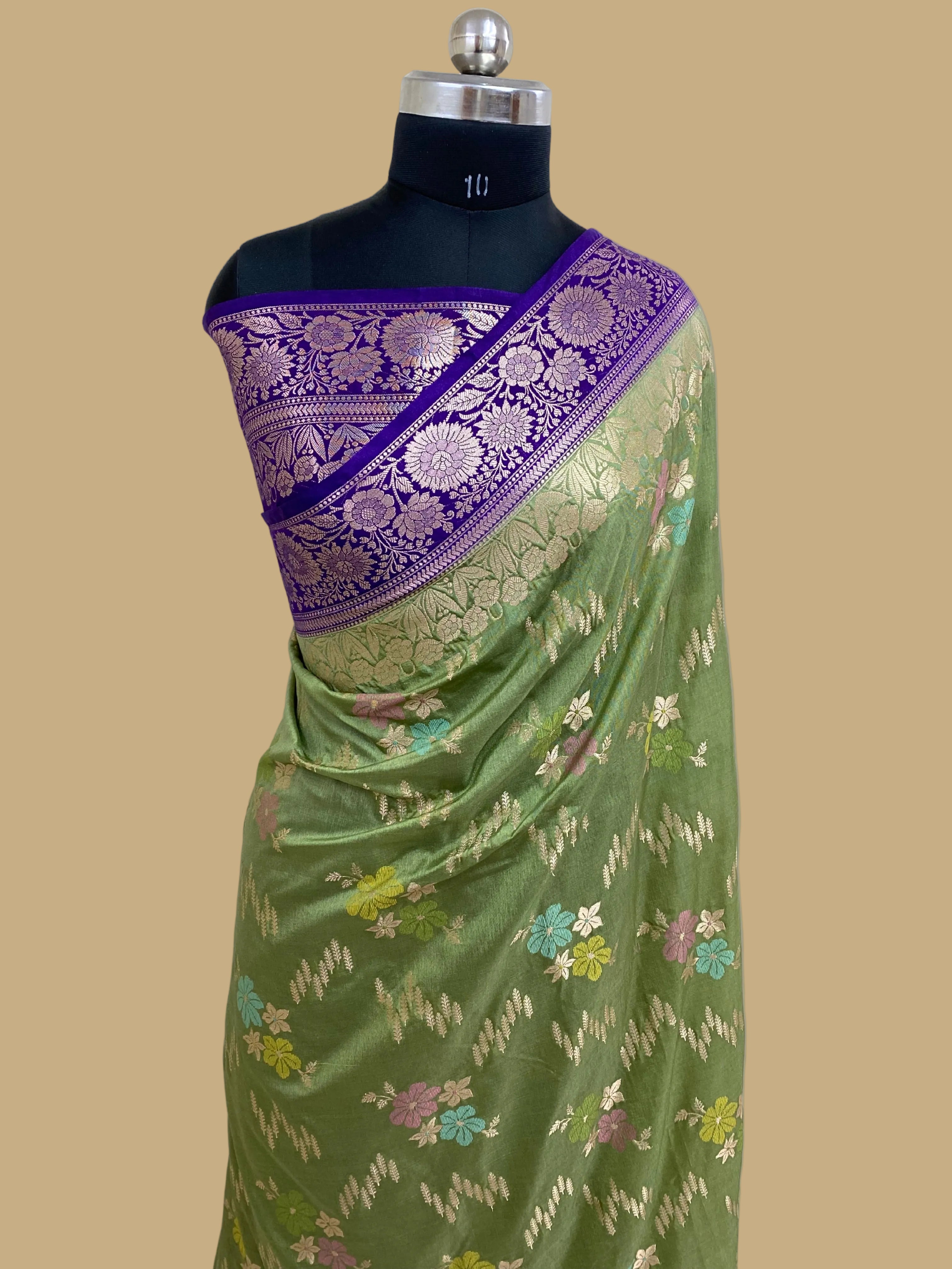 Pista Color monga Silk Banarasi Saree